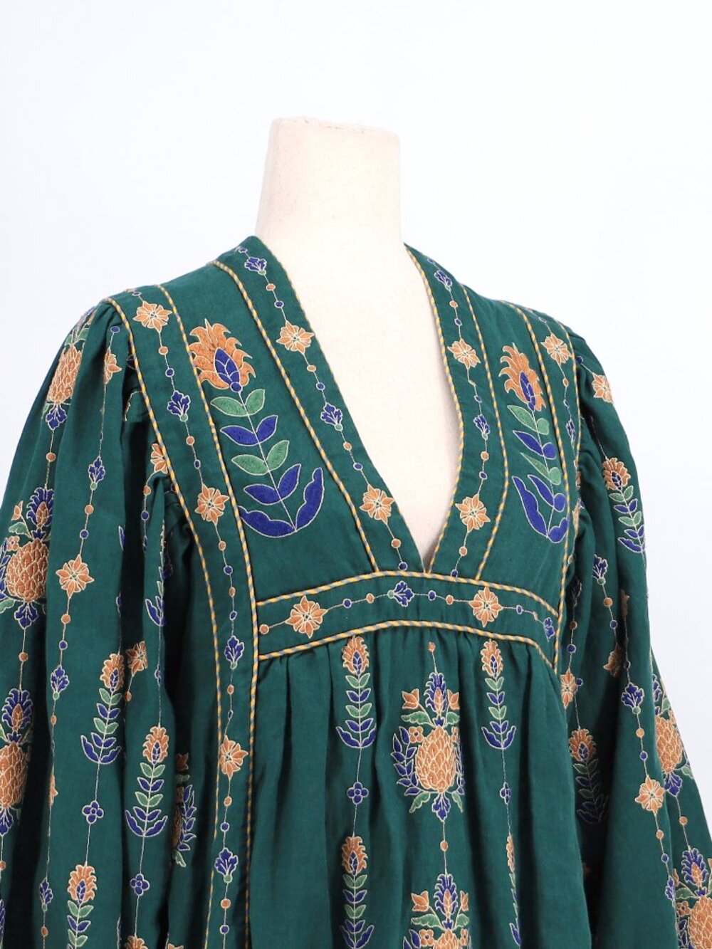 FARM RIO Linen Green Pineapple Embroidered Tunic Maxi Dress Size XS - Picture 4 of 11